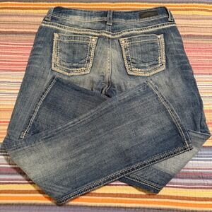 Daytrip Lyra Bootcut Jeans Womens 31R Medium Wash Stitch Rhinestone DBK222